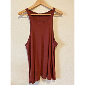 Intimately Free People Ribbed Knit Tank Top Rust Brown Size L Boho Western